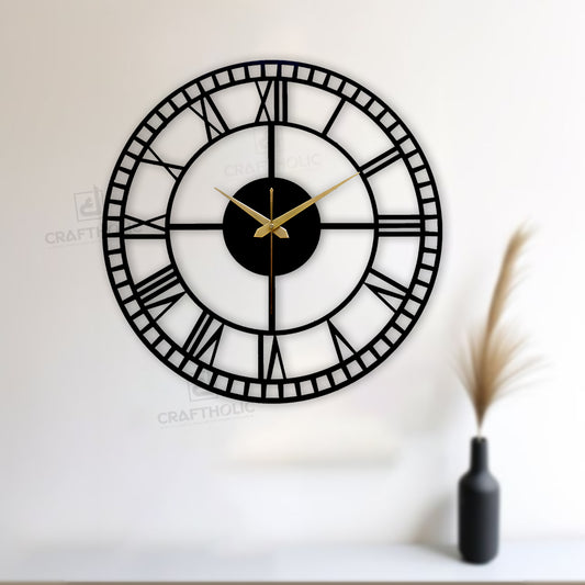 Designer Roman Numeral Metal Wall Clock