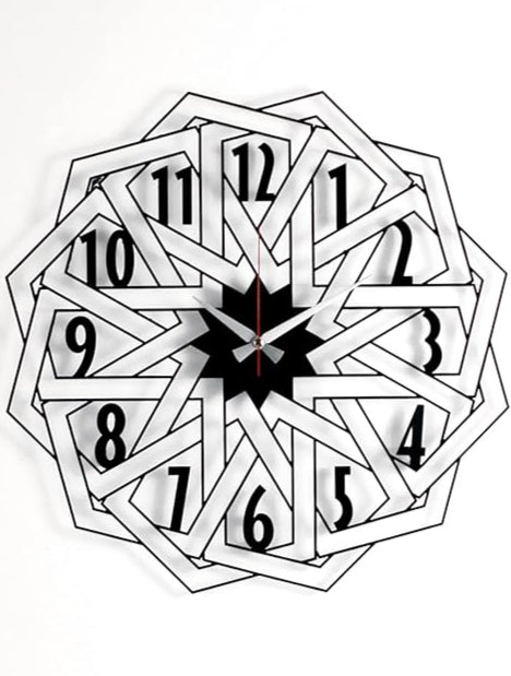 Modern Geometric Metal Wall Clock | Minimalist Black Design | Powder-Coated Steel | Wall Decor for Living Room, Office