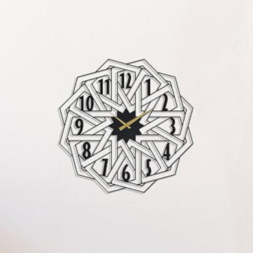 Modern Geometric Metal Wall Clock | Minimalist Black Design | Powder-Coated Steel | Wall Decor for Living Room, Office