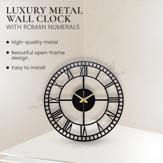 Designer Roman Numeral Metal Wall Clock