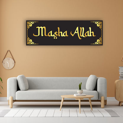 MashaAllah Islamic Wall Art – Modern Black & Gold Acrylic Decor