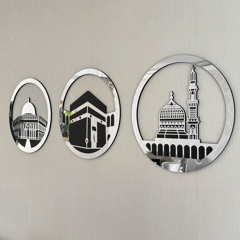 Al Aqsa Mosque, Kaaba, and Masjid An-Nabawi Islamic Wall Art Set of 3

Adorn your living space with this exquisite set of three Islamic wall art pieces, showcasing the revered Al Aqsa Mosque, Kaaba, and Masjid An-Nabawi. Each piece is meticulously designed to reflect the spiritual essence of these holy sites, making it a meaningful addition to any Muslim home.