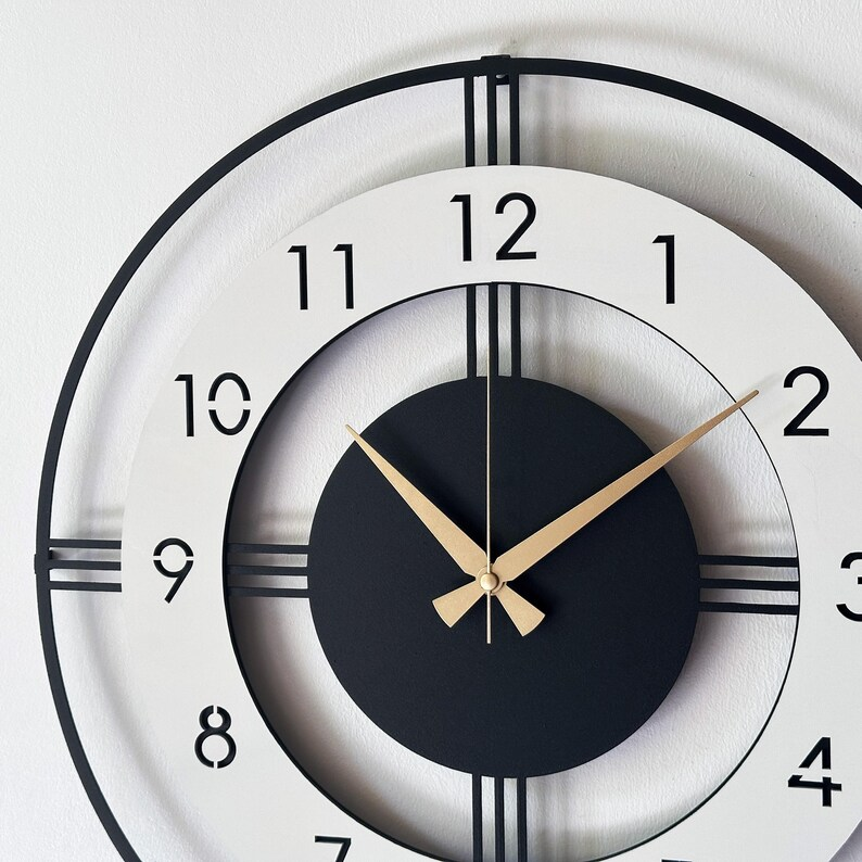 Designer big size metal wall clock with mid century modern analog style