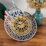 Allah (SWT) Name Islamic Wall Clock with classic numbers – elegant black and gold Arabic calligraphy wall decor