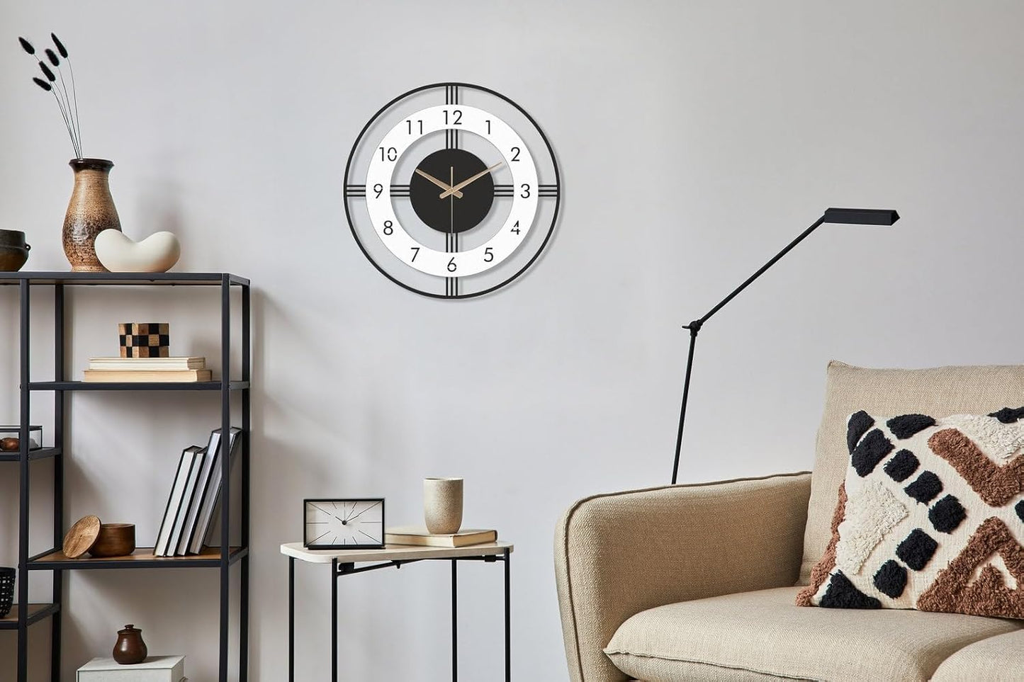Luxury mid century modern big metal wall clock ideal for premium interior decor