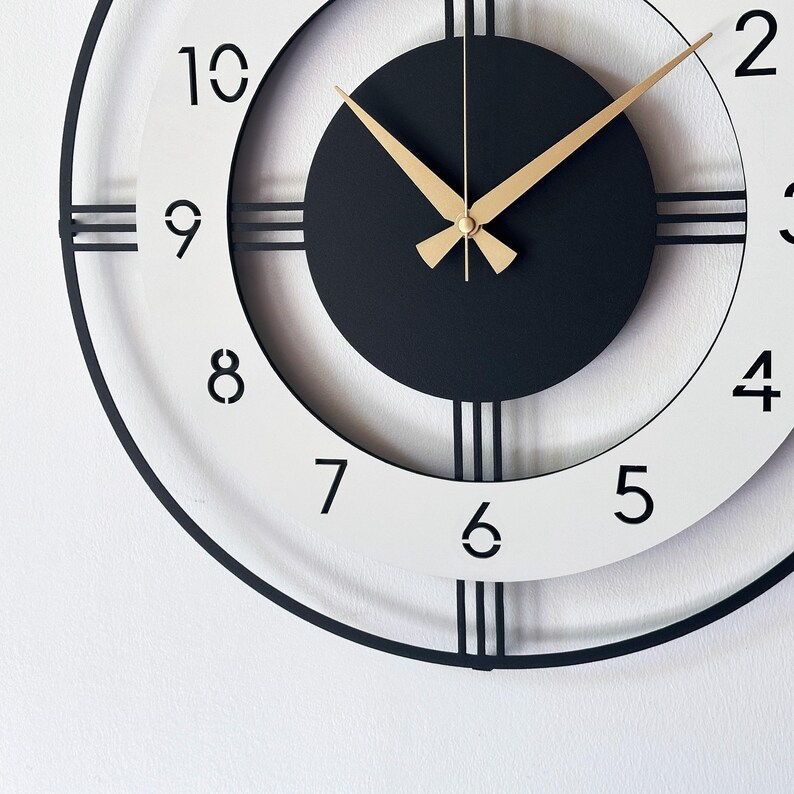 Classic mid century modern large analog metal wall clock with elegant look