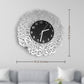 Decorative wall clock with measurements on a light gray background